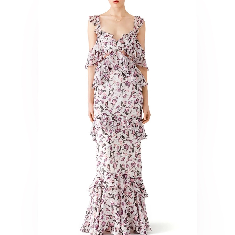 AMUR Priscilla Floral Gown in Pink/Purple